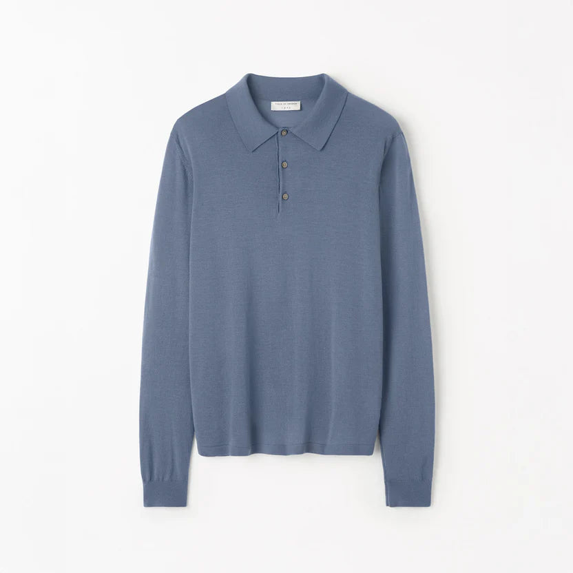 Eross Merino Wool RWS Polo Sweater - Light Blue