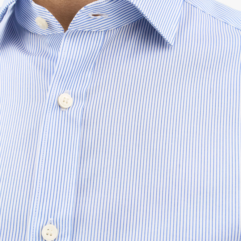 Adley C Cotton Stripe Shirt  - Blue