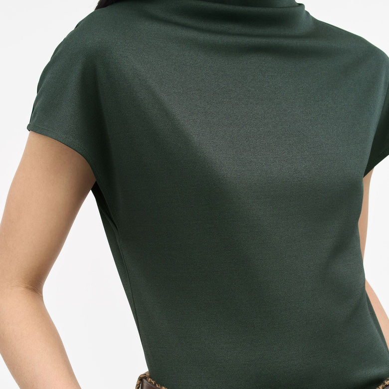Alita Slim Cap Sleeve Top - Midnight Green