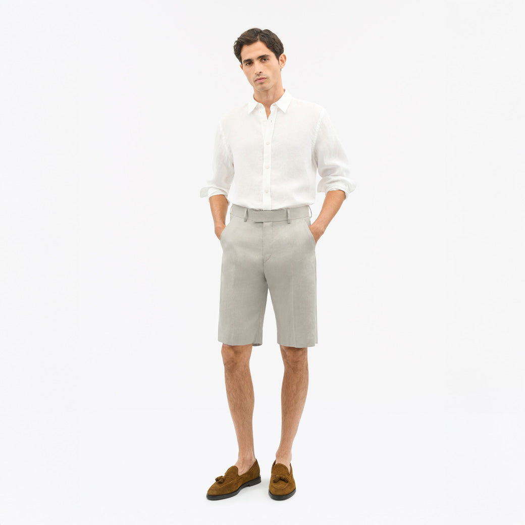 Troy Bermuda Linen Shorts - Cream Sand