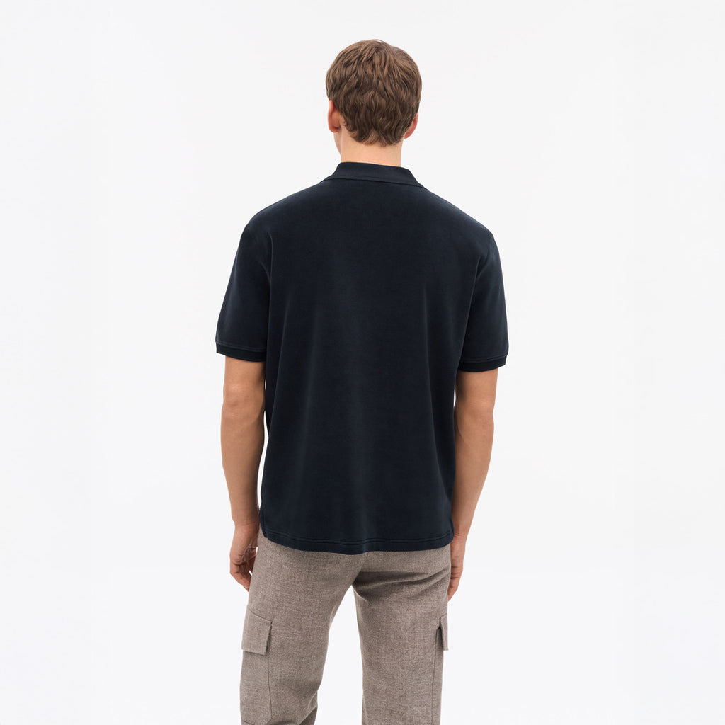 Francis Velour Polo-Shirt - Light Ink Blue