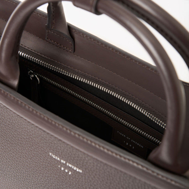 Acori Leather Office Bag - Dark Brown