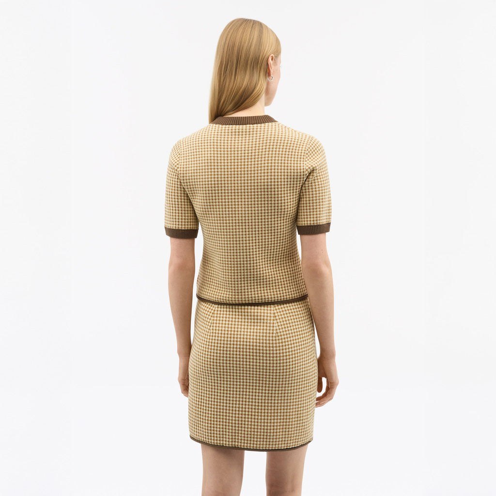 Clover Knitted Mini Skirt - Brown