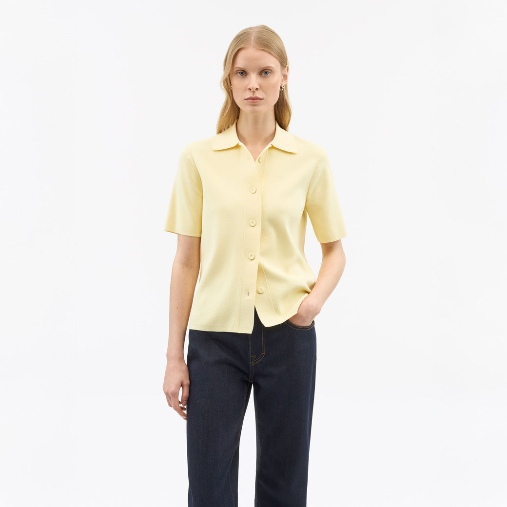 Hazel Fine Knit Cardigan - Light Yellow
