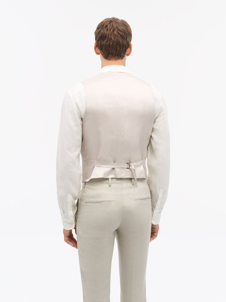 Winston Slim-Fit Linen Waistcoat - Cream Sand