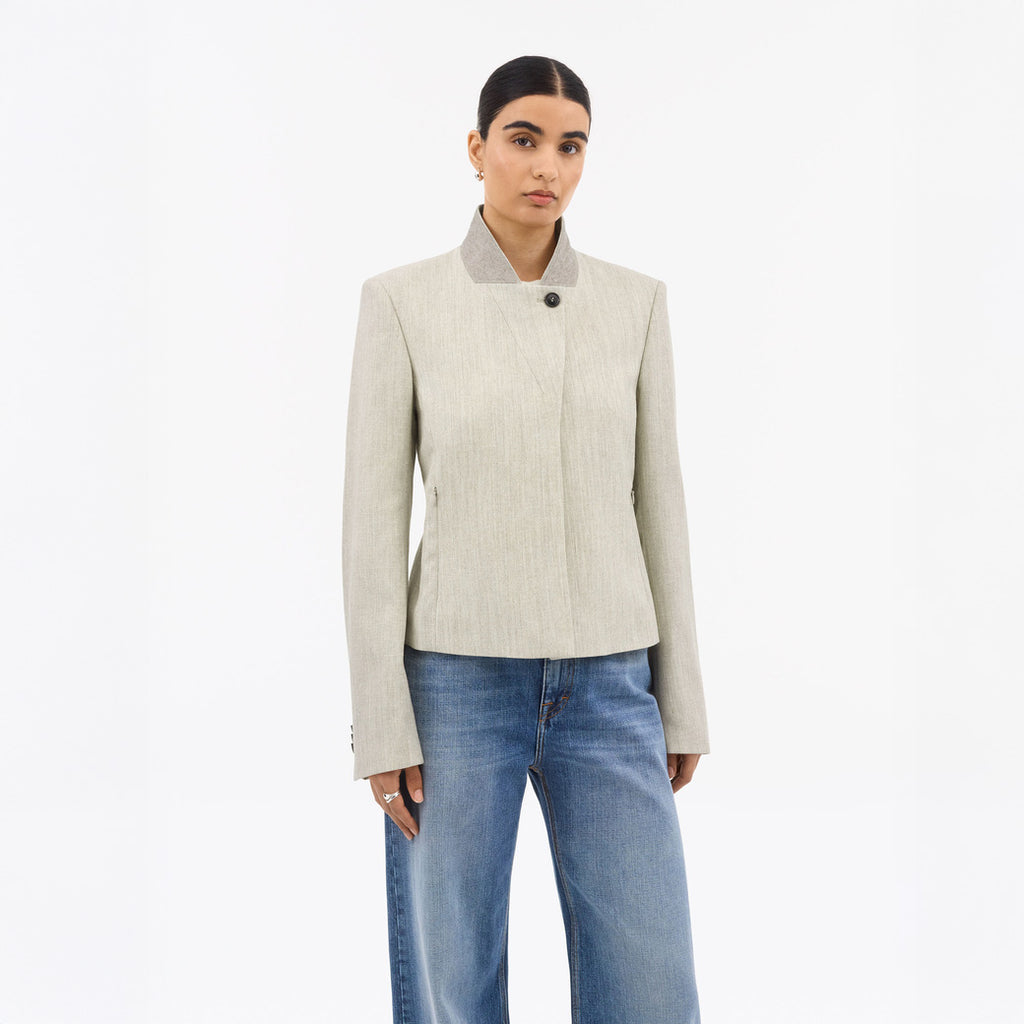Sine Wool Linen Jacket  - Tehina White