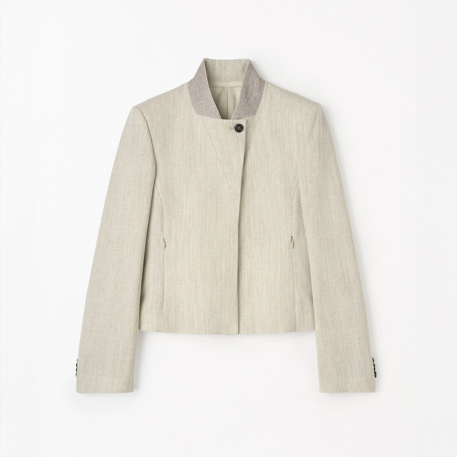 Sine Wool Linen Jacket  - Tehina White