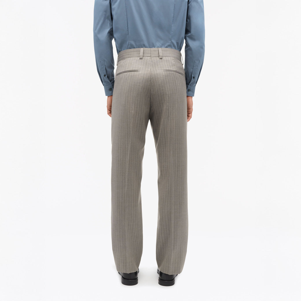 Tommie Pinstriped Wool Trousers - Clay