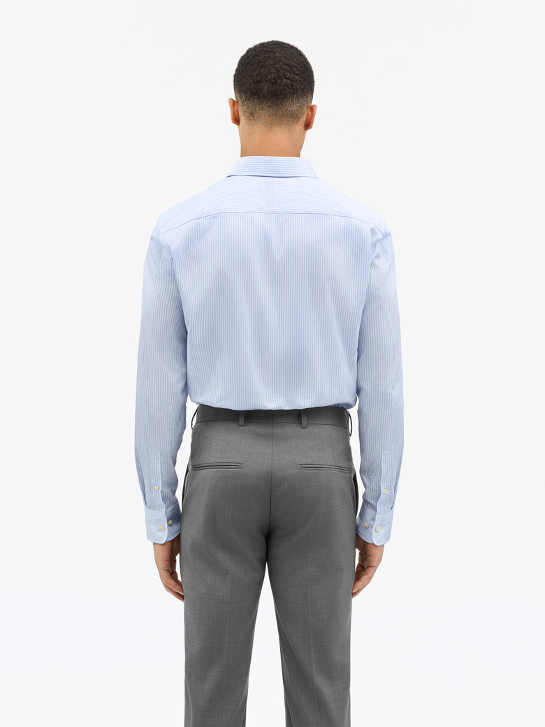 Adley C Cotton Stripe Shirt - Still Blue