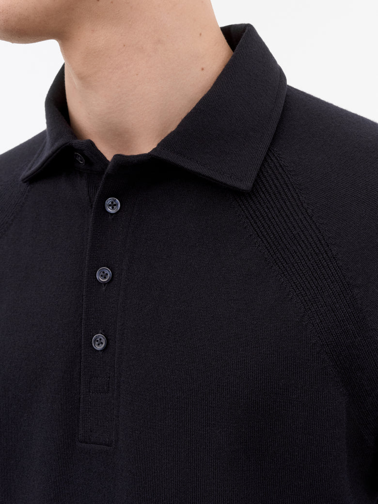 Elio RWS Wool Polo - Dark Blue
