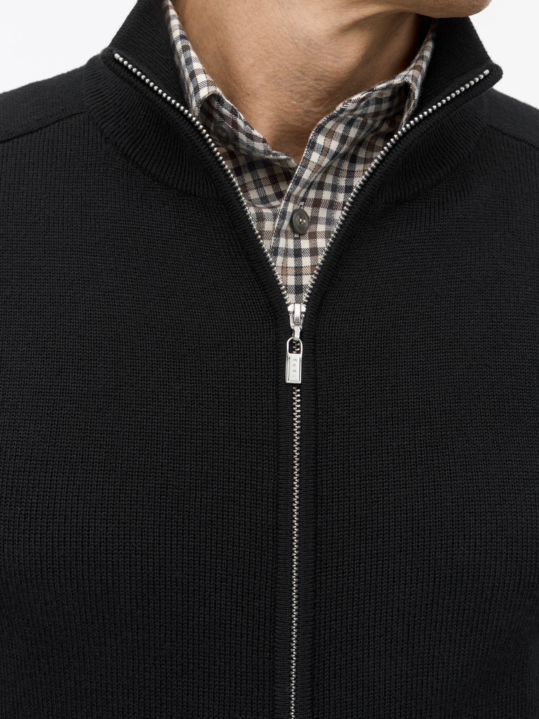 Cassian Merino Zip Cardigan -  Black