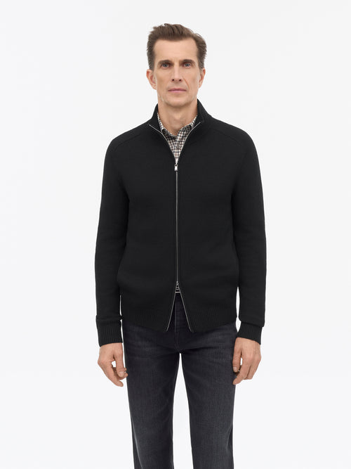 Gilet zippé Cassian en mérinos - Noir
