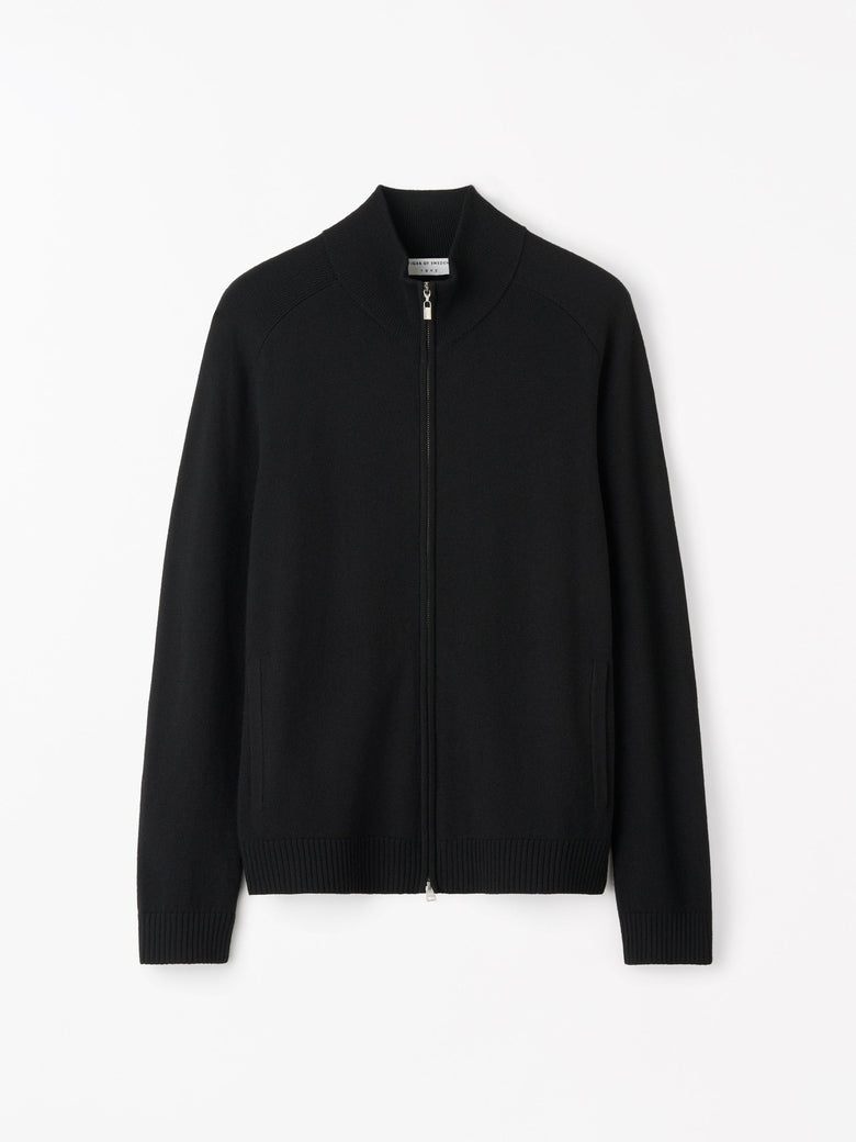 Cassian Merino Zip Cardigan -  Black