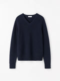 Logan V-neck Rib Pullover - Dark Blue