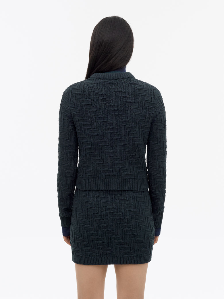 Marie Knitted Textured Pullover - Dark Blue
