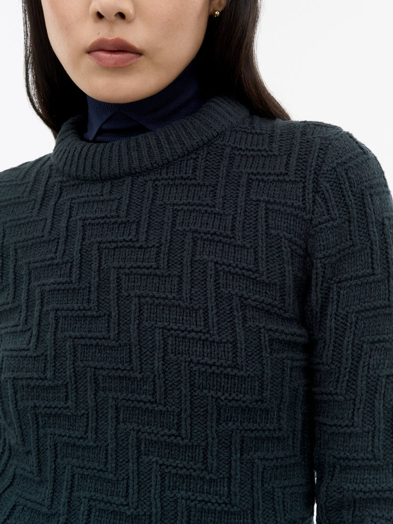 Marie Knitted Textured Pullover - Dark Blue