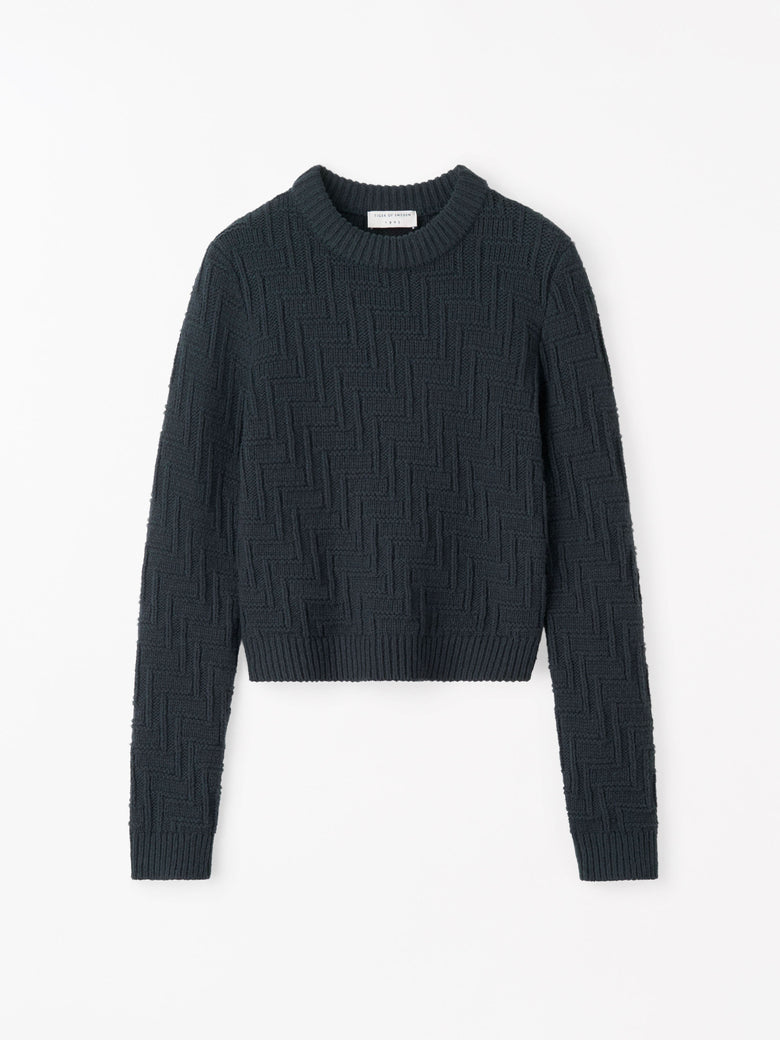 Marie Knitted Textured Pullover - Dark Blue