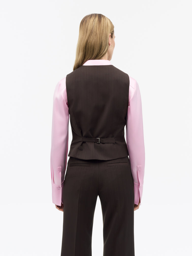 Hedda Wool Stripe Waistcoat - Dark Purple