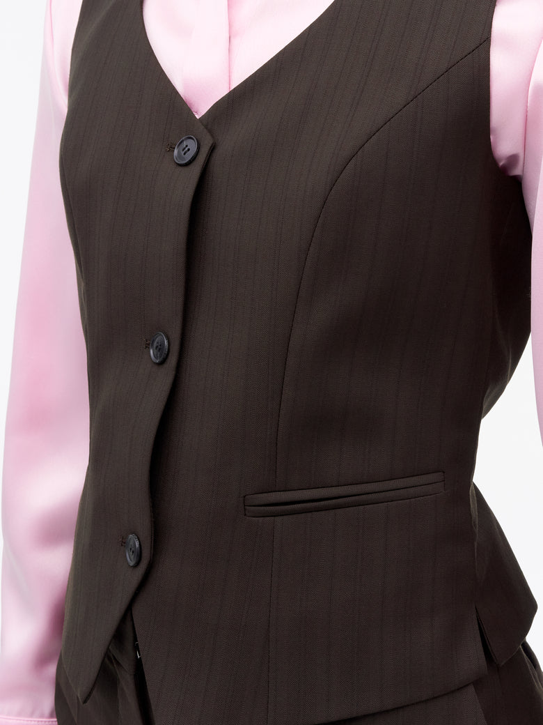 Hedda Wool Stripe Waistcoat - Dark Purple