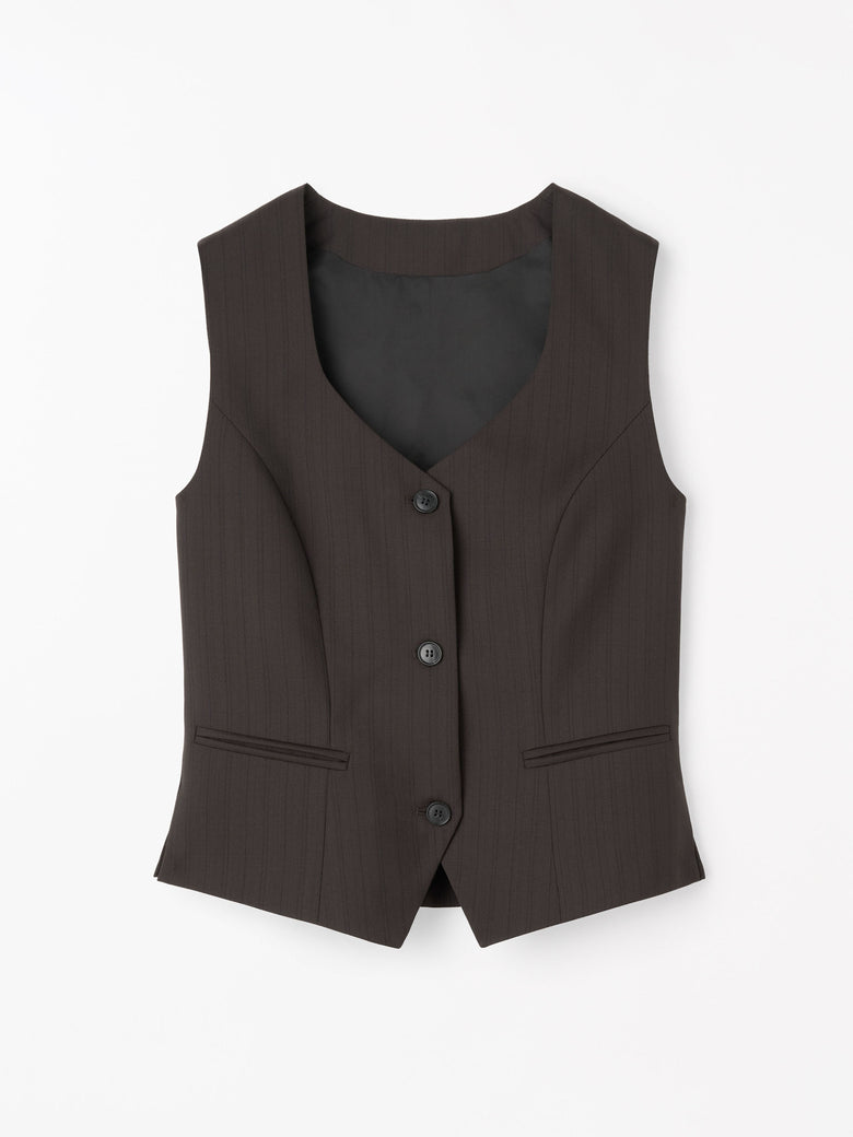Hedda Wool Stripe Waistcoat - Dark Purple