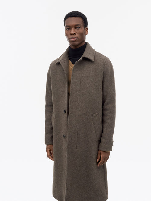 Carlton W Wool Coat - Dark Brown