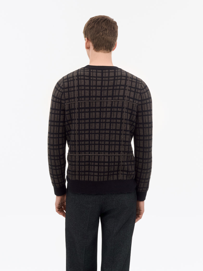 Nyle Check Pattern Sweater - Dark Brown