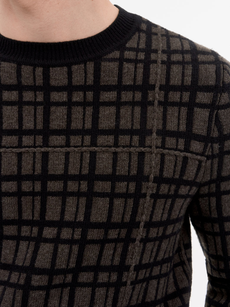 Nyle Check Pattern Sweater - Dark Brown