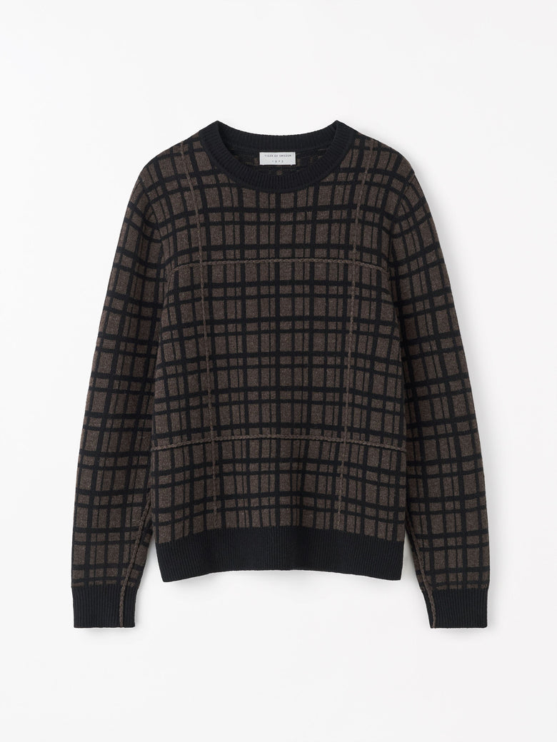 Nyle Check Pattern Sweater - Dark Brown