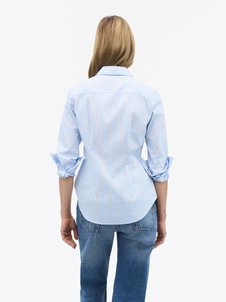 Laino Cotton Stripe Shirt- Light Blue