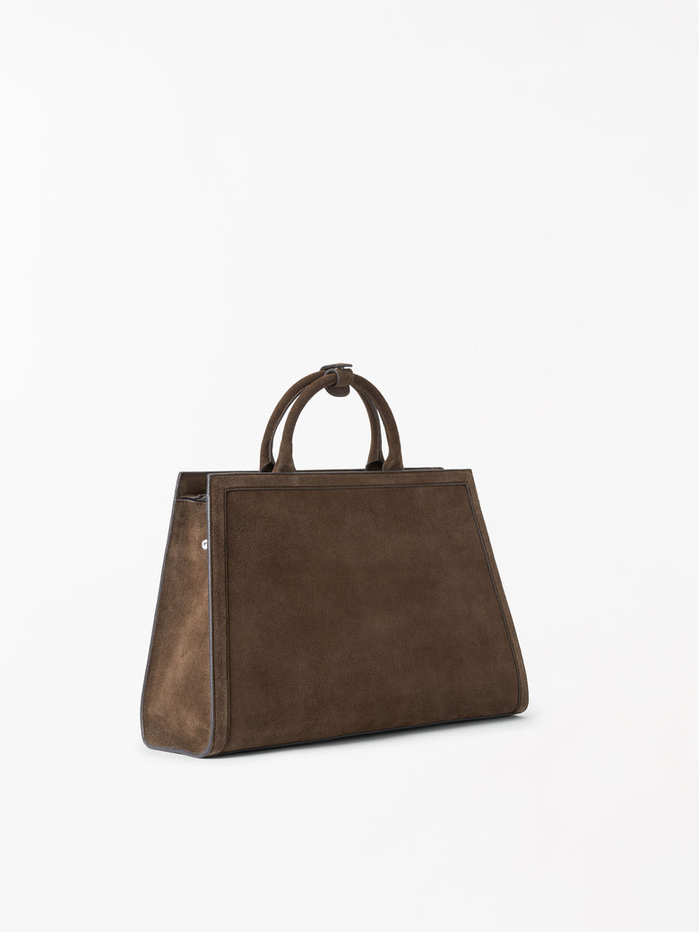 Acori Suede Office Bag - Dark Brown