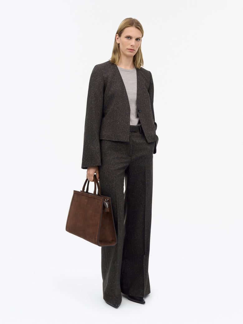 Acori Suede Office Bag - Dark Brown