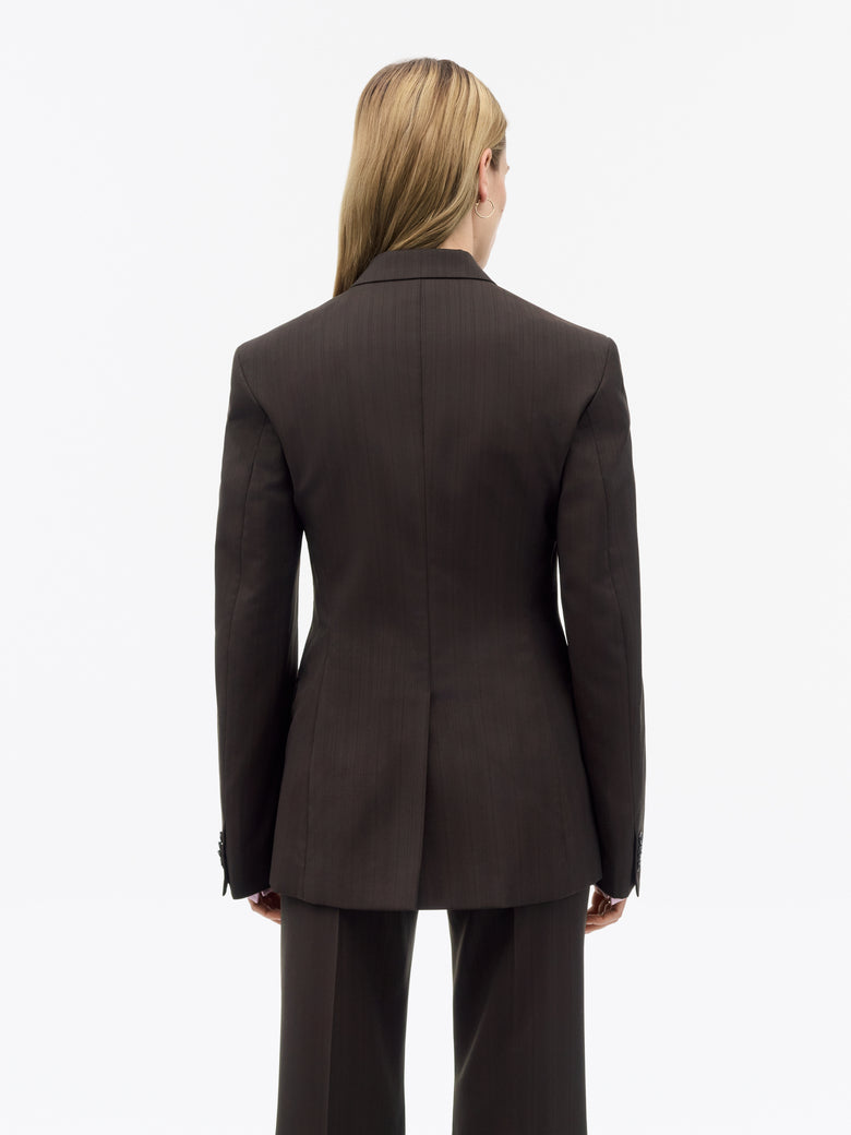 Elmi Wool Pinstripe Jacket - Dark Purple