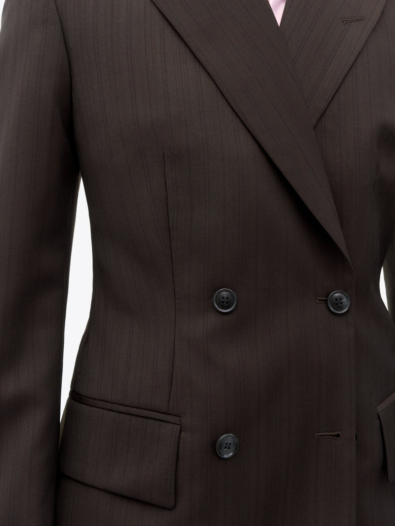 Elmi Wool Pinstripe Jacket - Dark Purple