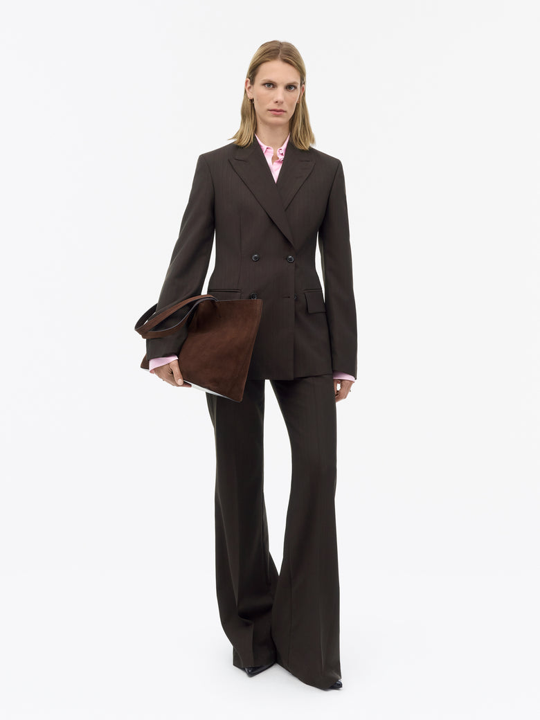 Elmi Wool Pinstripe Jacket - Dark Purple
