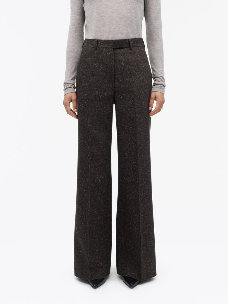 Irit Flecked Wool Trousers - Dark Purple