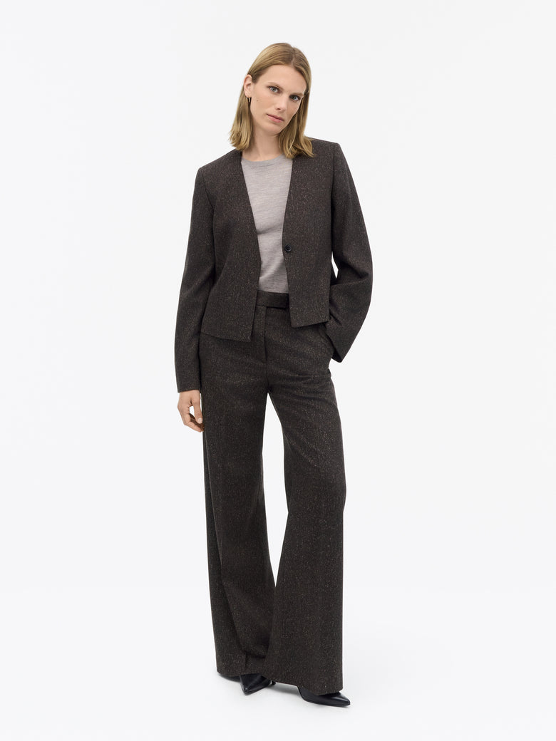 Irit Flecked Wool Trousers - Dark Purple