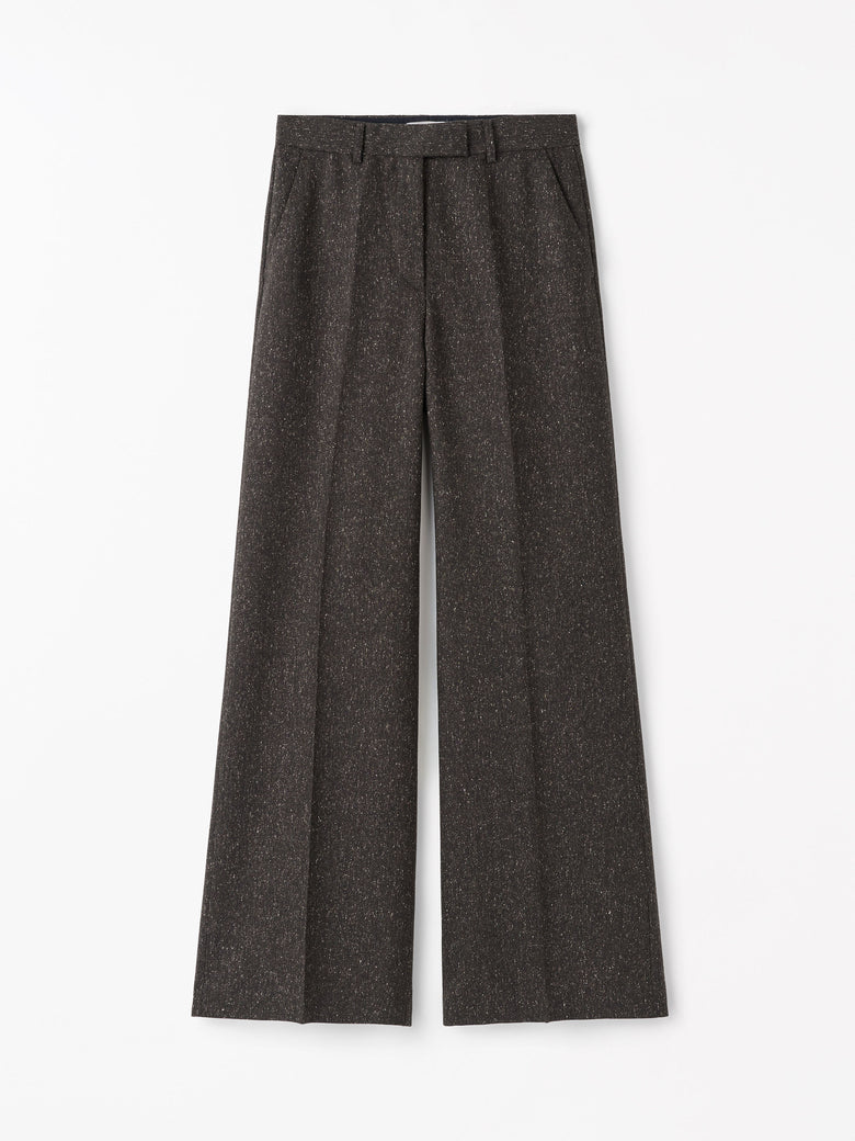 Irit Flecked Wool Trousers - Dark Purple