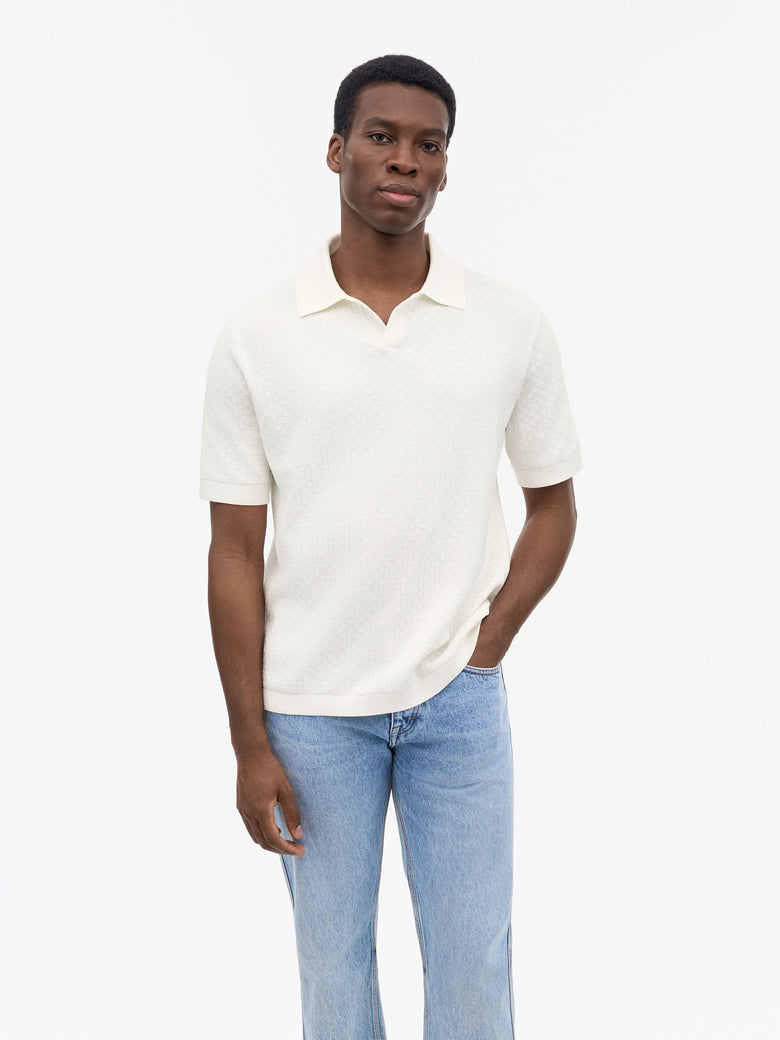 Eoin Structured Cotton Polo - Pure White