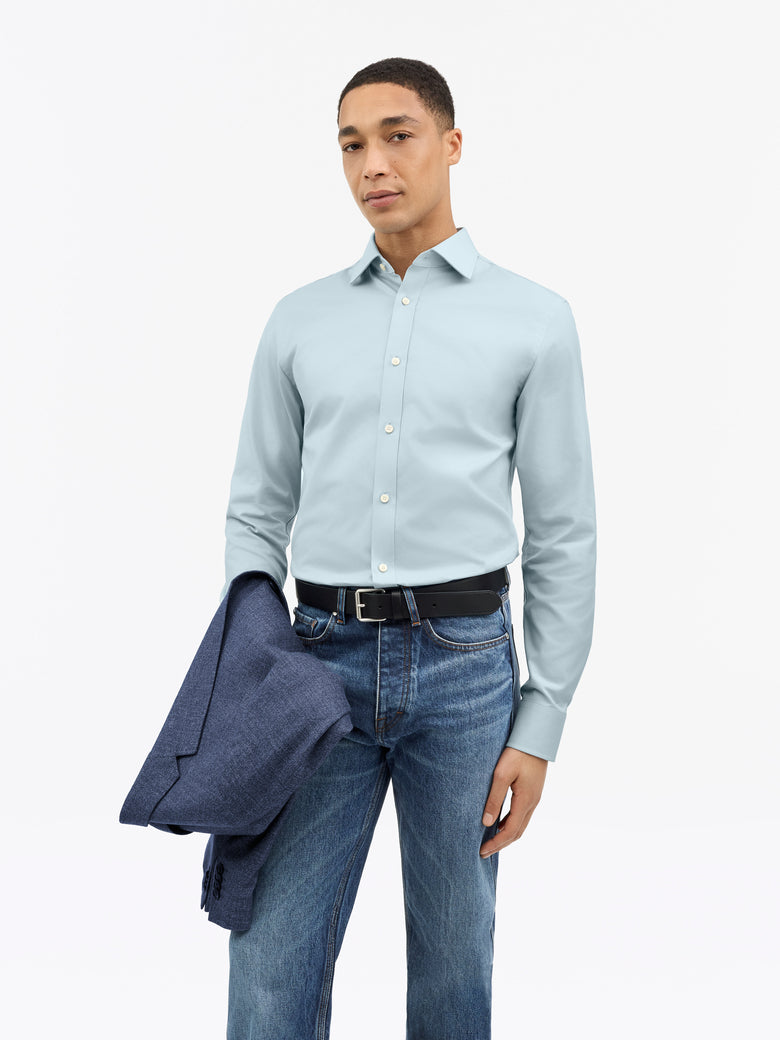 Adley C Formal Cotton Shirt - Pale Jeans Blue