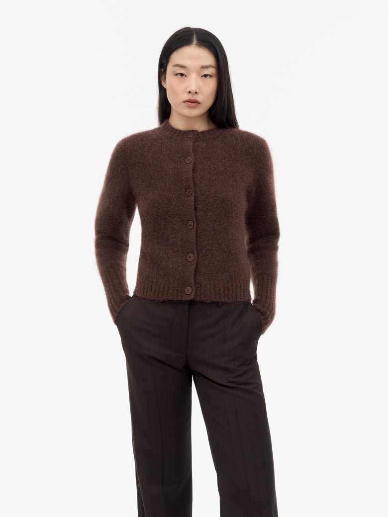 Leonie Mohair Wool Cardigan - Burgundy