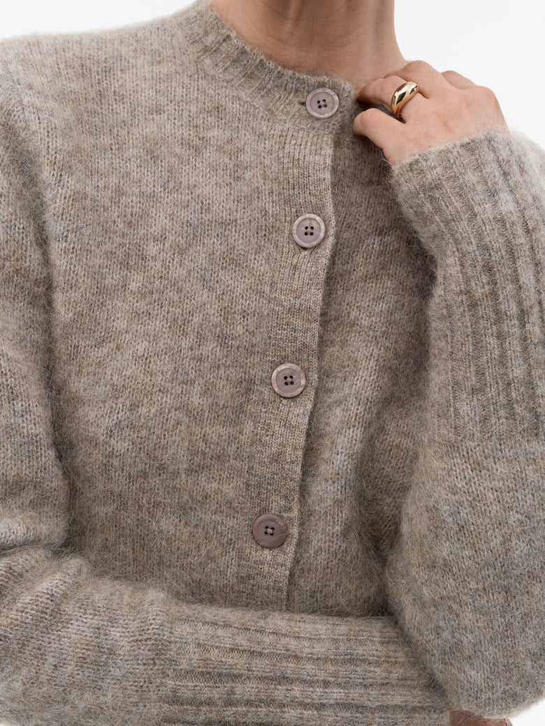 Leonie Mohair Wool Cardigan - Beige