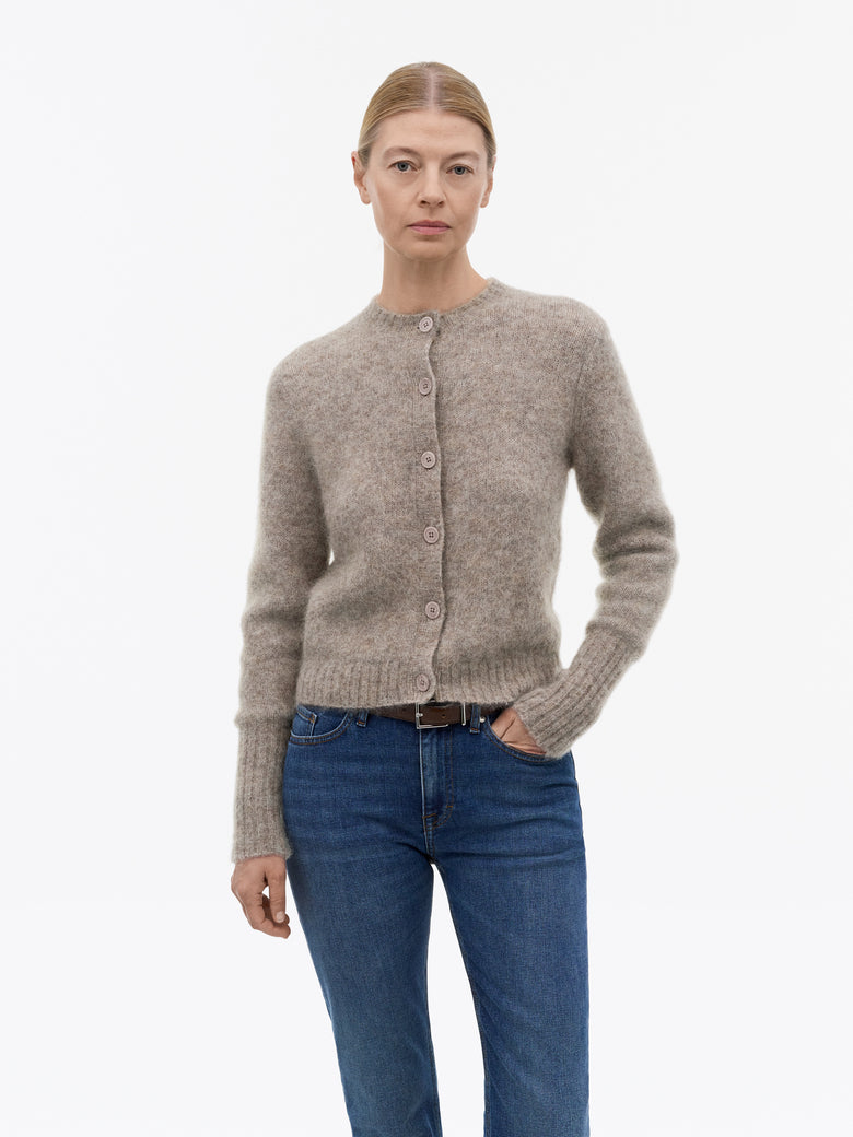 Leonie Mohair Wool Cardigan - Beige