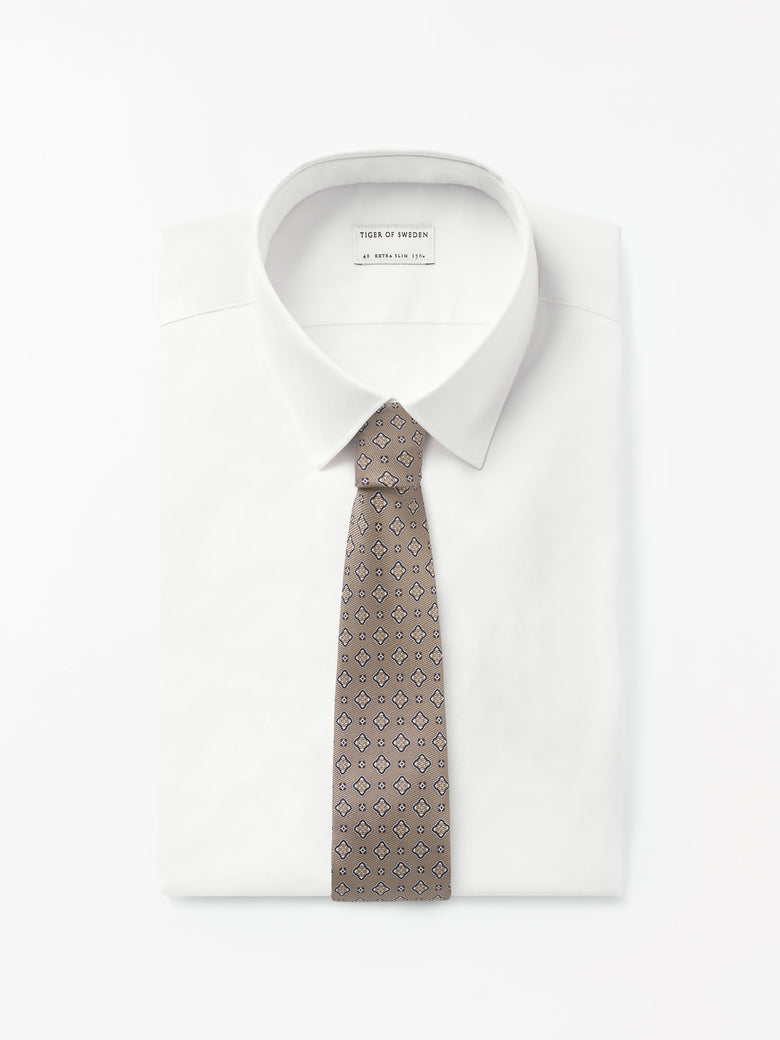 Septa Printed Silk Tie -  Brown