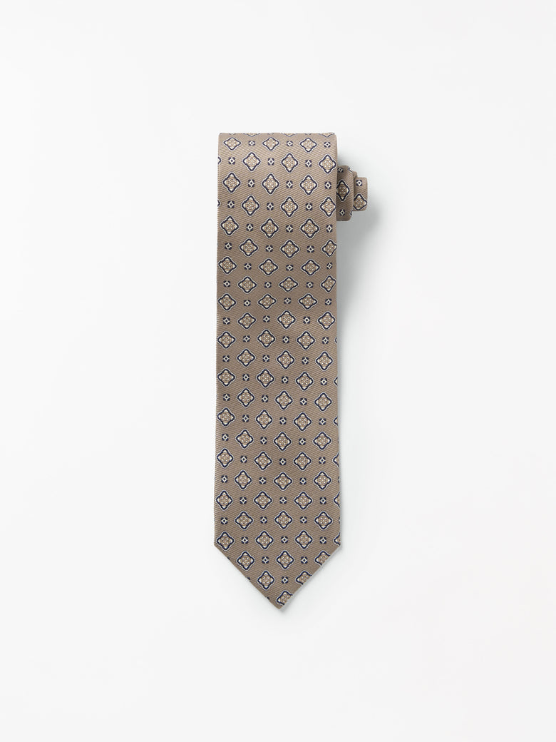 Septa Printed Silk Tie -  Brown