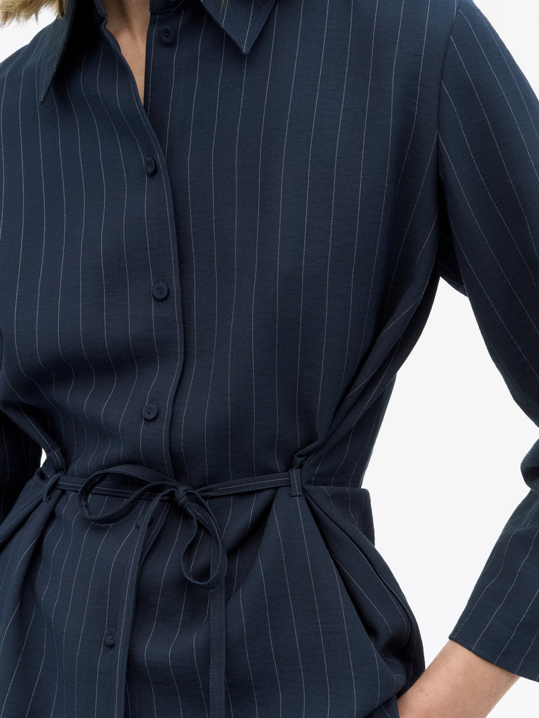 Felix Tailored Stripe Shirt- Dark Blue