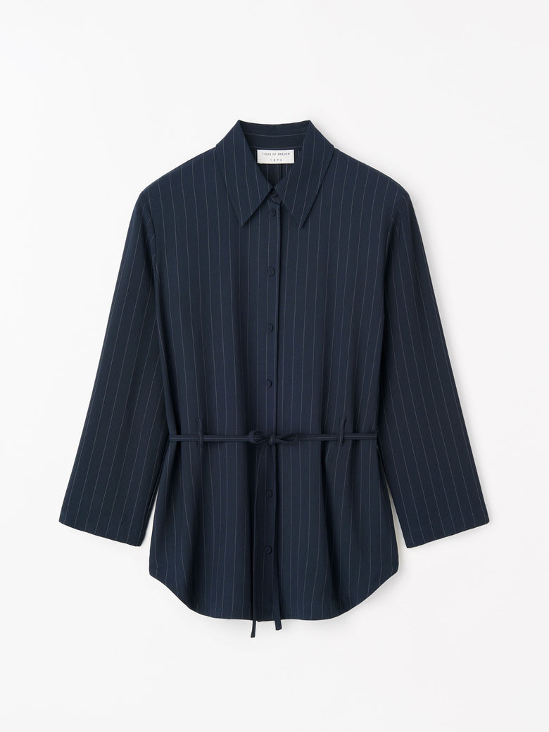 Felix Tailored Stripe Shirt- Dark Blue