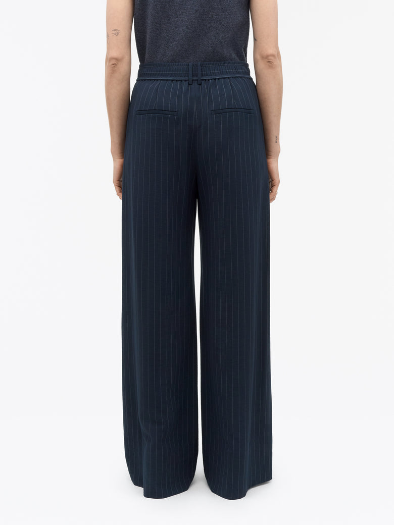 Ellis Tailored Stripe Trousers - Dark Blue