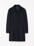 Aleric Funnel-Neck Wool Coat - Dark Blue