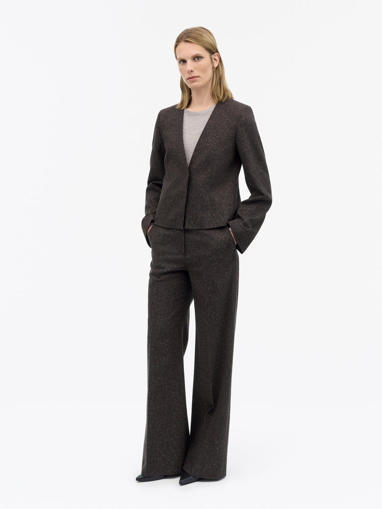 Eleanor Flecked Wool Jacket - Dark Purple