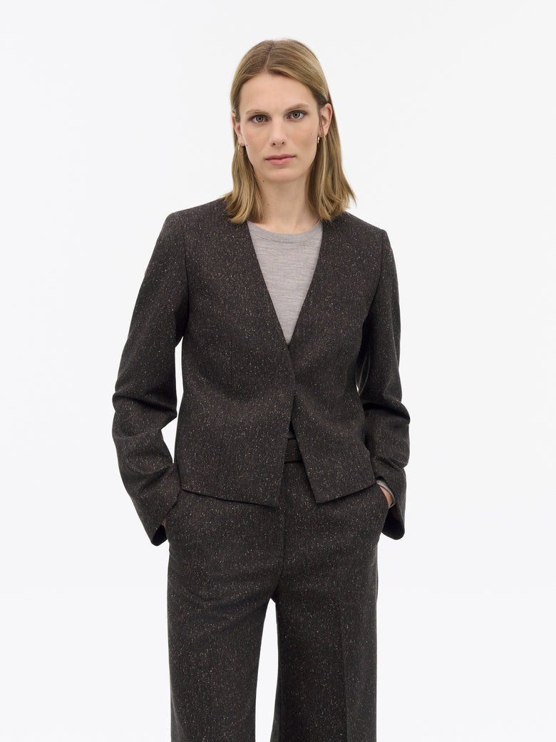Eleanor Flecked Wool Jacket - Dark Purple
